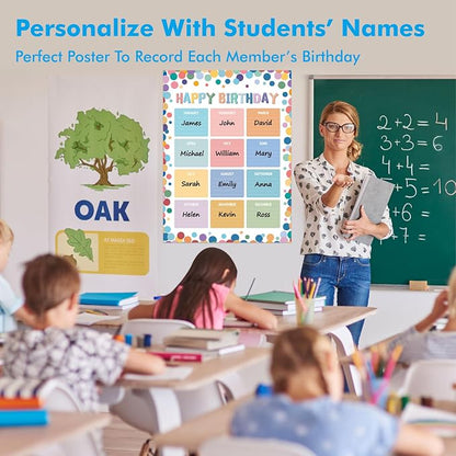Classroom Birthday Chart with 20 Glue Dots, Boho-Style Classroom Decoration - Image 5