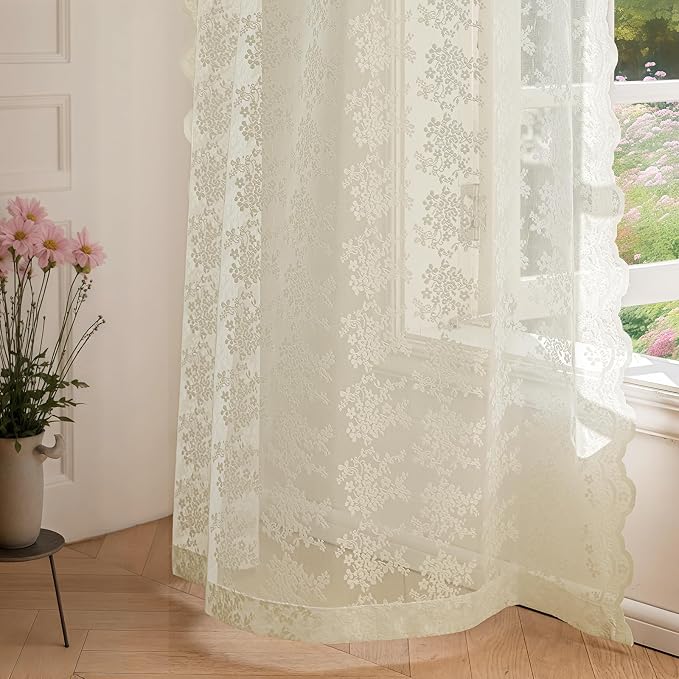 Anmao Vintage Lace Curtains 120 Inches Long 2 Panels Set, Romantic Elegant - Image 7