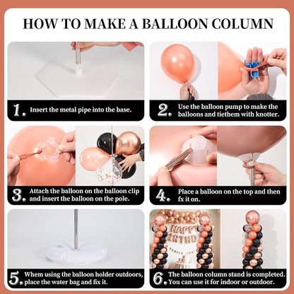 Rose Gold and Black Balloon Column Stand Kit Set of 2 - Image 6