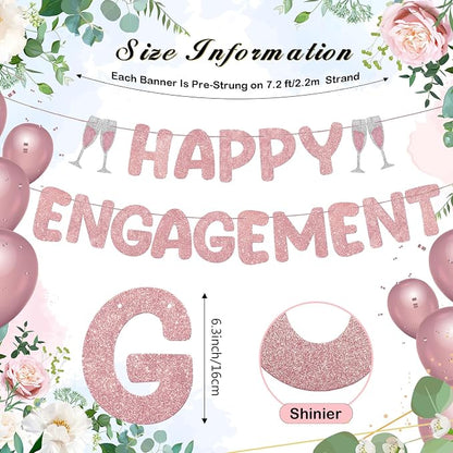 Pre Strung Happy Engagement Banner Glitter Engagement Party Decorations - Image 3