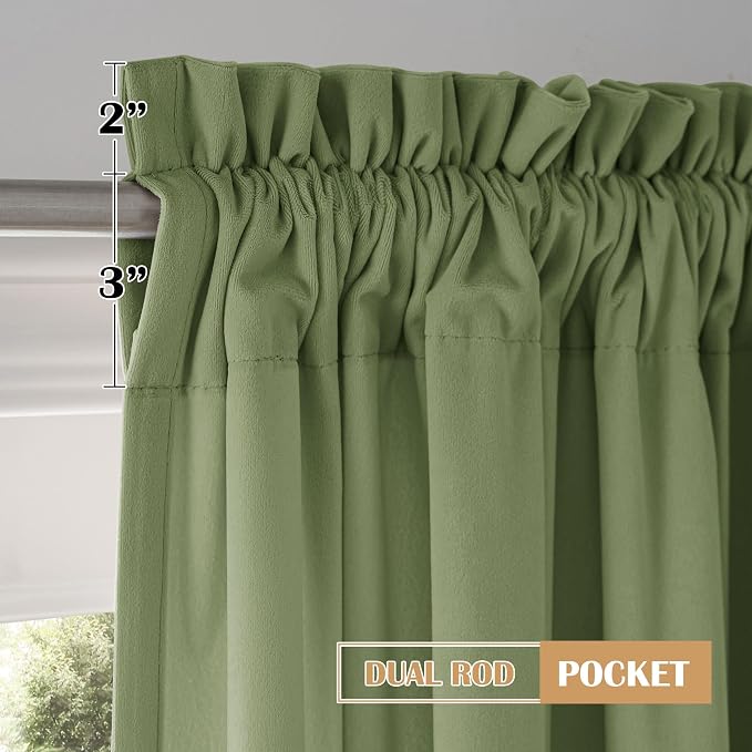 Beauoop Sage Green Velvet Curtains - Image 9