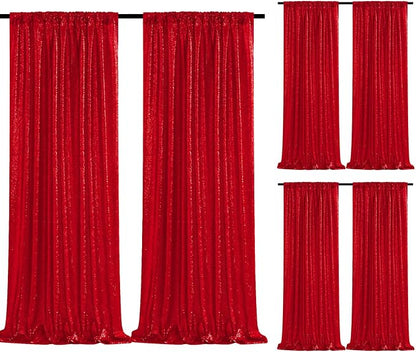 Red Sequin Backdrop Curtains-6 Panels 2FTx8FT Red Backdrop by SoarDream