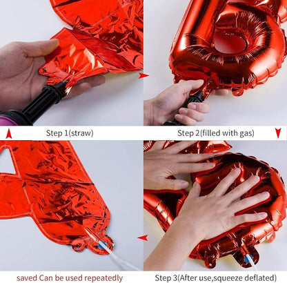 TONIFUL Red Happy Birthday Balloons Banner Decorations - Image 8