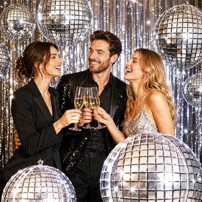12Pcs Disco Ball Balloons Foil, Giant Metallic Silver Disco Balloons - Image 5