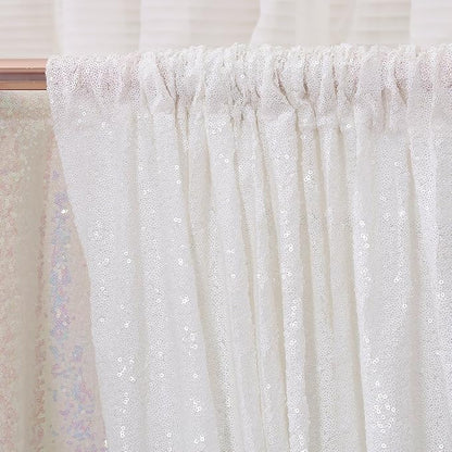 Poise3EHome White Sequin Backdrop, 6FT x 8FT Sequin Photography Backdrop Curtain - Image 3