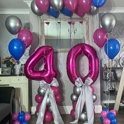 Hot Pink 35 Number Balloons, 40 Inch Giant Number 35 Balloons Foil Mylar Helium - Image 3