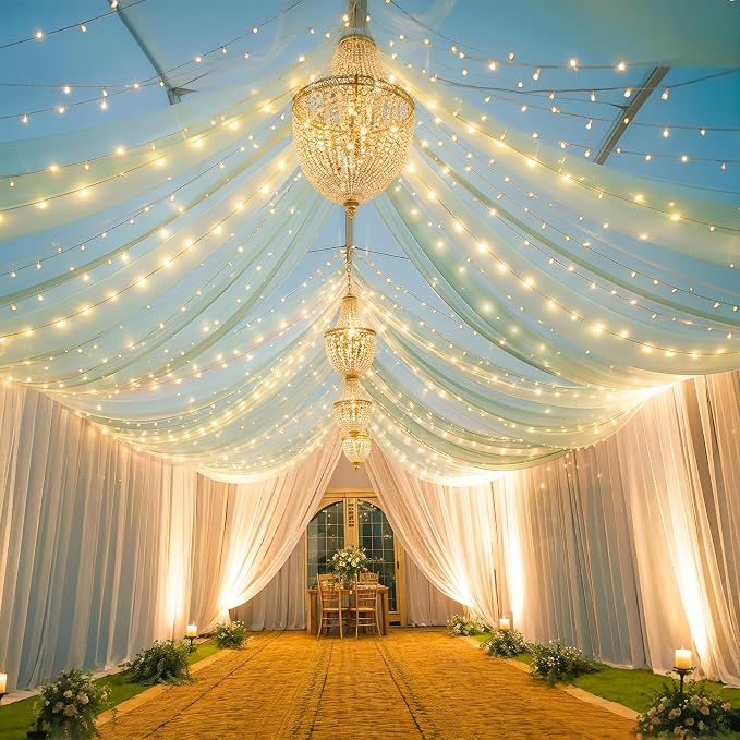 6 Panels Green Ceiling Drapes - Image 6