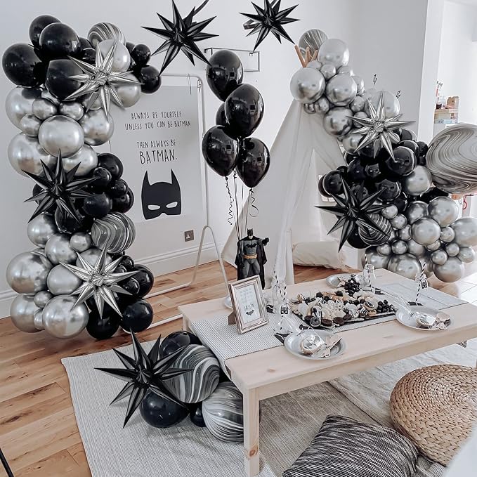 Black Star Foil Balloon 12 Point Cone Explosion Star Foil Balloon | 60 Pcs - Image 6