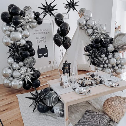 Black Star Foil Balloon 12 Point Cone Explosion Star Foil Balloon | 60 Pcs - Image 6