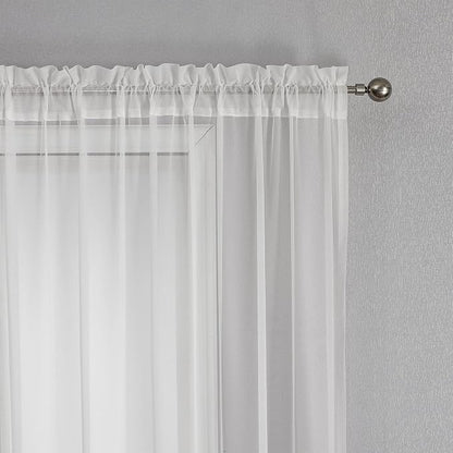 White Sheer Voile Curtains White Embossed Butterflies 96 Inches | Light - Image 7