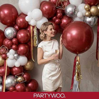 PartyWoo Burgundy Balloons 140pcs Dark Chestnut Red Maroon Color | 18 12 10 5 - Image 9