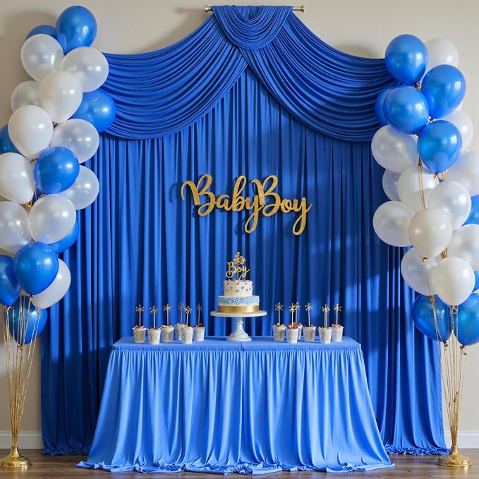 10ft x 8ft Wrinkle Free Royal Blue Backdrop Curtains - Image 8