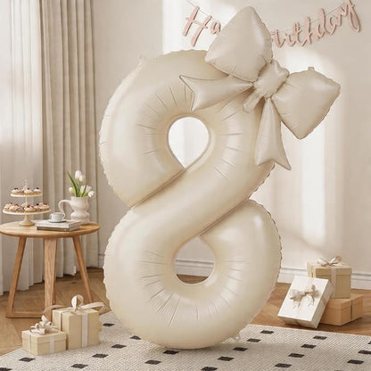 40'' Cream Foil Balloon Number 8 by KYGNE