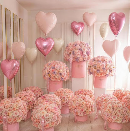 Pink White Heart Balloons, 18Inch Sand White Helium Balloon - Image 3