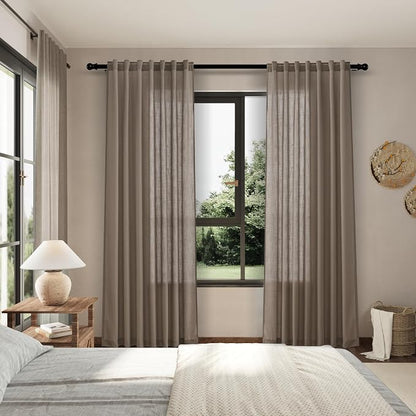 Dark Taupe Flax Linen Curtains 90 Inches Long - Image 8