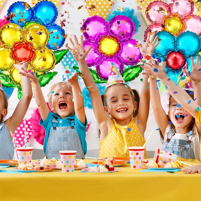 Skylety 32 Pieces Flower Foil Balloons 18 Inch Beautiful Floral Colorful Flower - Image 6