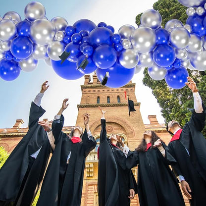 110pcs Royal Blue and Metallic Silver Balloons, 18/12/10/5 Inch Balloons | - Image 7