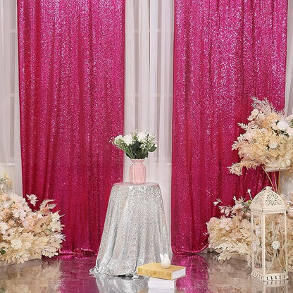 Poise3EHome Sequin Backdrop Curtain, 10Ft x 10Ft Hot Pink Glitter Photography - Image 6