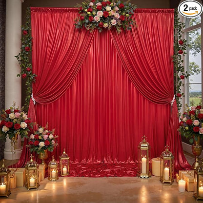 10x10ft Thick Red Glitter Backdrop Curtain Panels by Outpain
