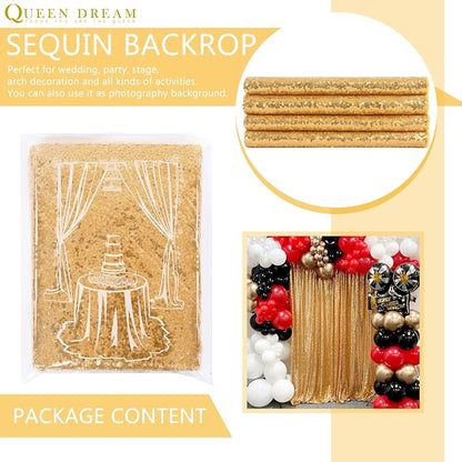 Gold Sequin Backdrop Curtains 2 Panels 2FTx8FT Glitter Gold Photo Backdrop | - Image 8