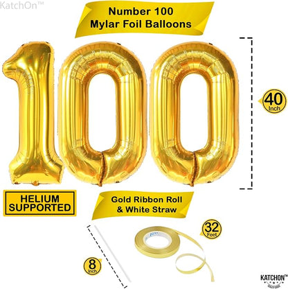 KatchOn Gold 100 Balloon Number 40 Inch | Foil Balloon - Image 2