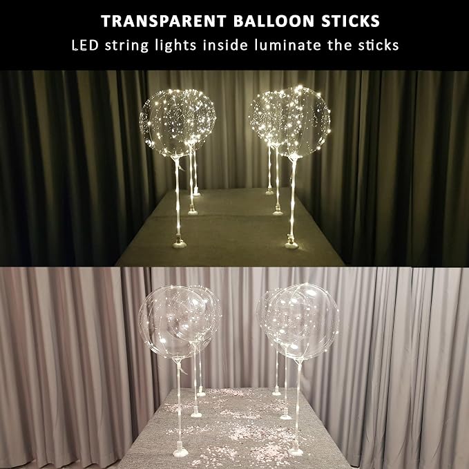 Clear Transparent Balloon Sticks and Stands 10pc set, reusable balloon sticks - Image 4