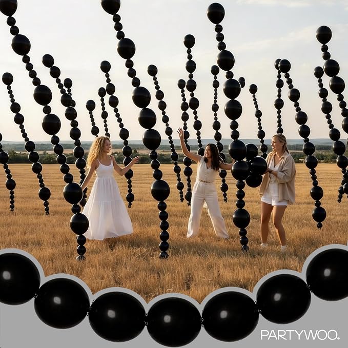PartyWoo Black Linking Balloons 100pcs 6 Inch Black Link Balloons | - Image 7