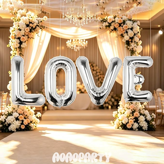 Letter Balloons Silver 40 Inch K Large Big Foil Mylar Balloon | - Image 5