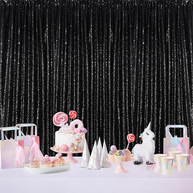 Black Backdrop for Graduation Decorations: 2ftx8ft Black Sequin Halloween | - Image 5
