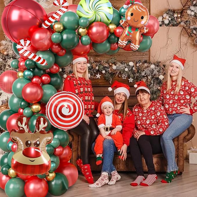 Christmas Balloon Garland Kit, Xmas Candy Cane Gingerbread Windmill Foil - Image 7
