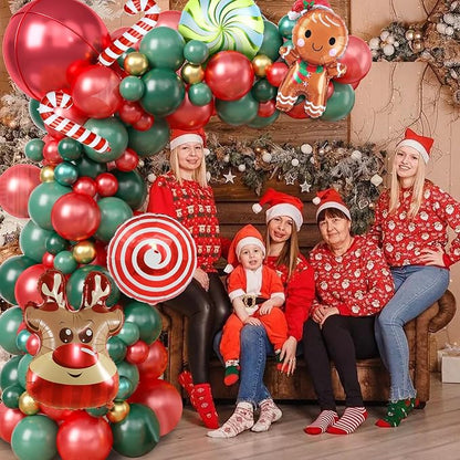 Christmas Balloon Garland Kit, Xmas Candy Cane Gingerbread Windmill Foil - Image 7