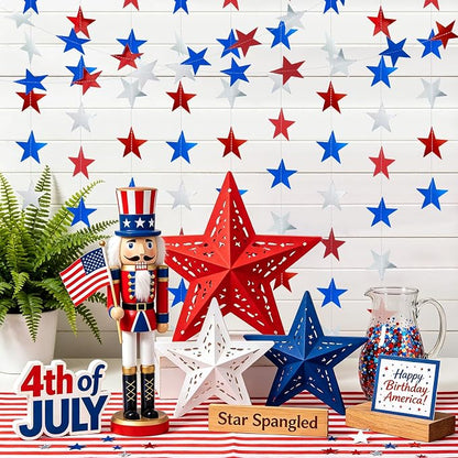 6 Pack Patriotic Star Garland Each 13Ft Star Paper Banner | Hanging Glitter - Image 6