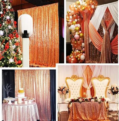 Poise3EHome Rose Gold Sequin Backdrop, 2 Panels 2FTx8FT Glitter Background - Image 4