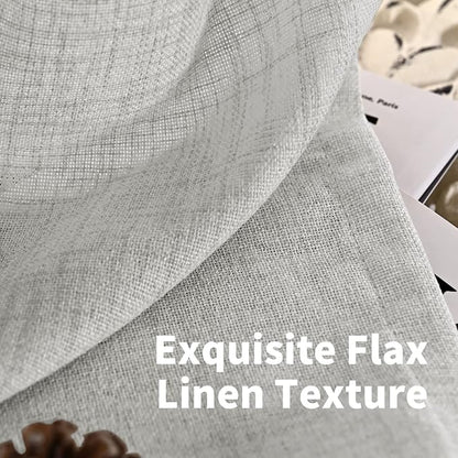 YoungsTex Light Grey Linen Curtains 54 Inch Length - Image 4
