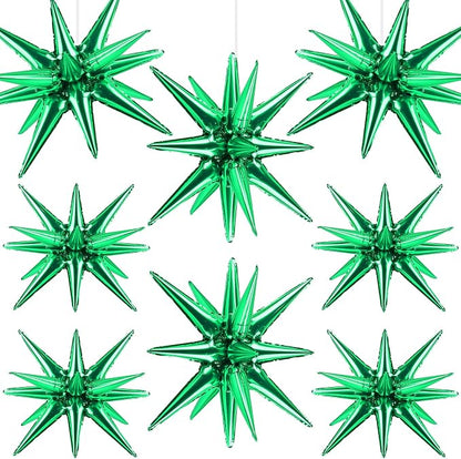 8 Pcs Green Star Balloons, 27/22 inch One-Piece Explosion Foil Balloons by Wrbin