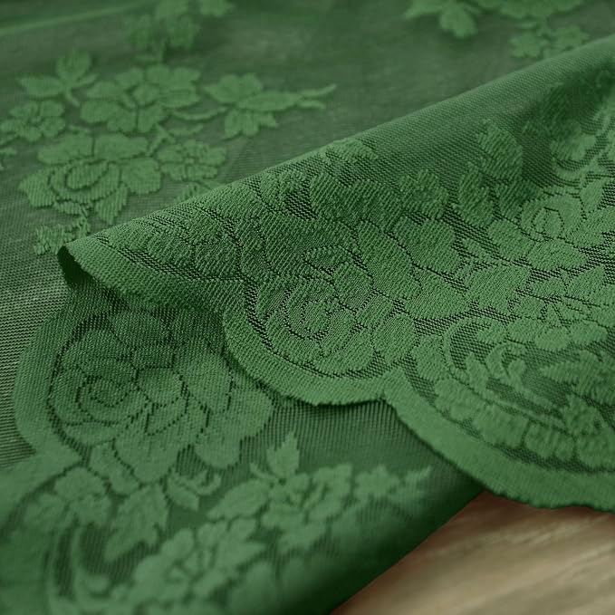 Kotile Emerald Green Floral Sheer Curtains - Image 7