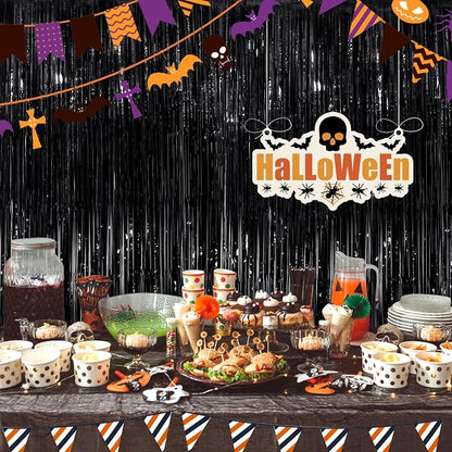 Black Fringe Curtain Party Streamers 4Pack 3.3 x 8.3 Ft Foil Fringe Backdrop - Image 6