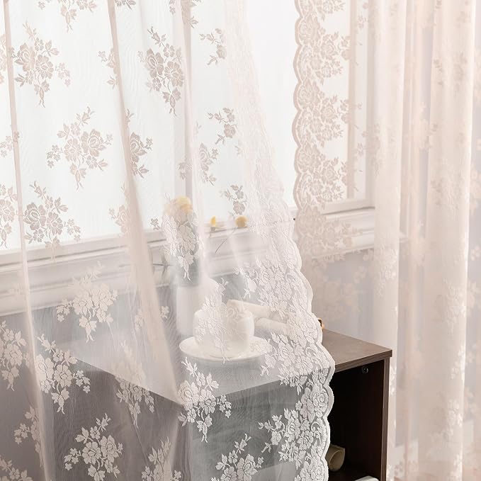 Kotile Blush Pink Lace Curtains - Image 5