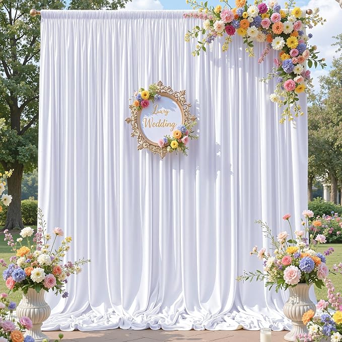 50×14 ft White Wrinkle Free Backdrop Curtain - Image 8