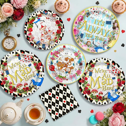 138pcs Wonderland Party Decorations Disposable Tableware Set - Image 7