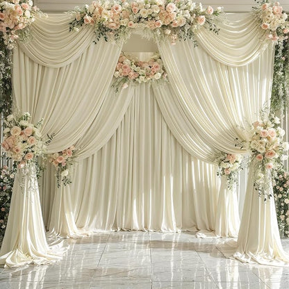 8 Panels Backdrop Curtains for Wedding Party Wrinkle Free Beige Backdrops - Image 9