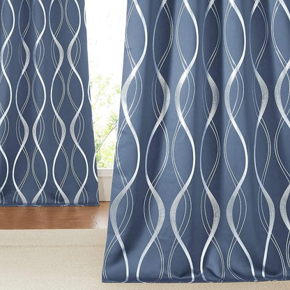 NICETOWN Stone Blue Blackout Curtains 90" Length 2 Panels Set by NICETOWN