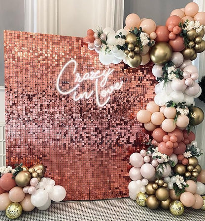 Shimmer Wall Backdrop Rose Gold Wall Panels 24Pcs Square Sequin Shimmer Wall - Image 3