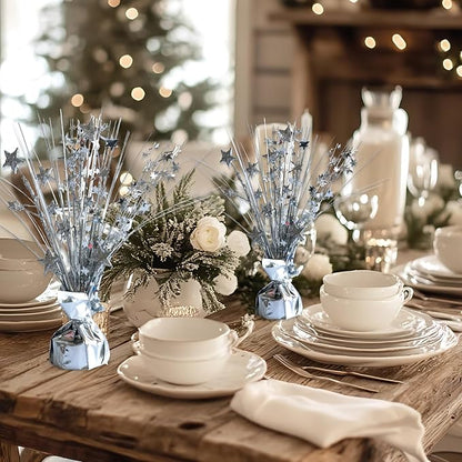 12 Pack Metallic Sliver Foil Spray Centerpieces Stars Brust Table Centerpieces - Image 5