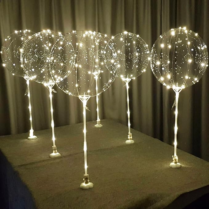 Warm White 6PC LED Light up Balloons by lightsfever