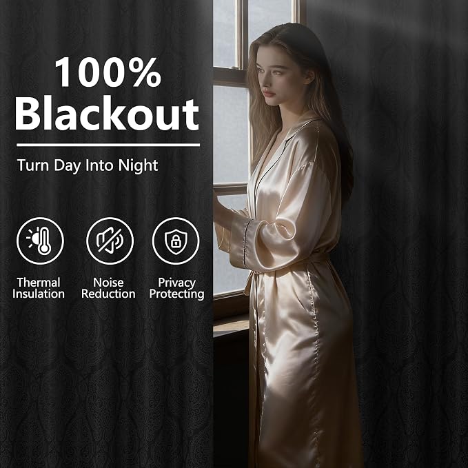 DWCN Black Blackout Curtains for Bedroom 54 Inch Long - Image 2
