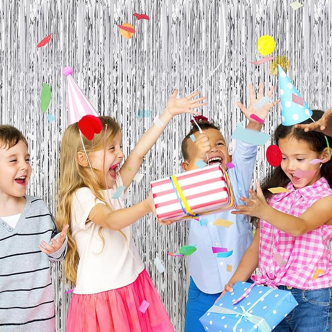 10 Pack Silver Foil Curtain Backdrop 3.2ft x 9.8ft Metallic Tinsel Foil Fringe - Image 5
