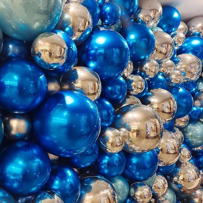 12Pcs Dark Blue Round Foil Balloons, Metallic Blue Foil Balloon - Image 5