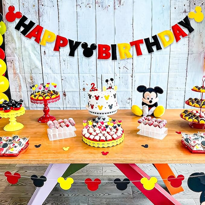 Pre-Strung 3D Felt Cartoon Mouse Happy Birthday Banner - Image 6