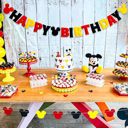 Pre-Strung 3D Felt Cartoon Mouse Happy Birthday Banner - Image 6